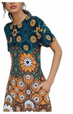 Maeve by Anthropologie Floral Shift Mini Dress 1960's Mod Style Retro Size Small