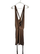 Go Couture Women’s Size XL Cross Strap Midi Dress Tan 4912