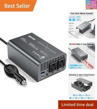 400W Pure Sine Wave Power Inverter - DC 12V to 110V AC Converter, Fast Car Ch...