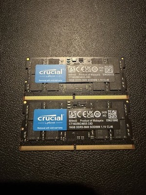Crucial 32GB Kit (16GBx2) DDR5-5600 SODIMM - TESTED WORKING - FAST