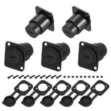 5Pcs Type C Panel Mount Coupler D-Type USB C Pass Through 10Gbps Black