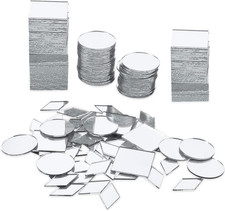 Prasacco 120 Pcs Small Mirrors for Crafts, 3 Shapes Mirror Pieces for Crafts, Sq