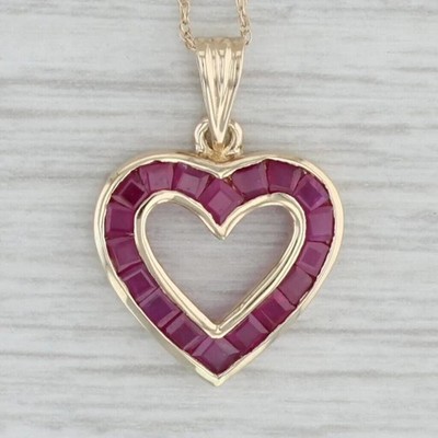 Princess Lab Created Rubin Herz 18'' Kettenanhänger 2 kt 14 K Gelbgold vergoldet