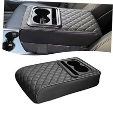 Car Center Console Cover Leather Car Armrest Cover With Cup Holder 1 Pc Black Car Center Console Cover Leather Car Armrest Cover With Cup Holder 1 Pc Black
