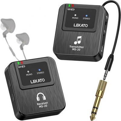 LEKATO 2.4GHz Kabellos In-Ear Monitor System Mono/Stereo IEM Empfänger Sender