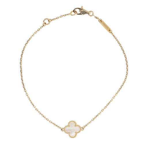 Van Cleef & Arpels Sweet Alhambra 18k Yellow Gold Mother Of Pearl Bracelet