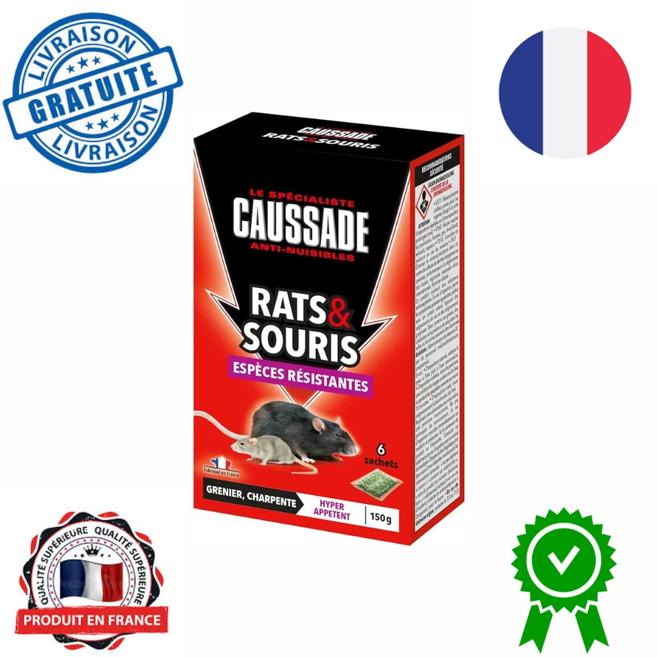 Solution CAUSSADE Anti-Rats & Souris - 6 Sachets de 150g - Fabrication Française - Photo 1/4