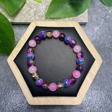 Handmade Bead Beaded Stackable 6.5  Plus Stretch Bracelet New Free Ship C1294