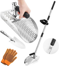 Long Handle Sand Scoop, Stainless Steel Shovel Scoop for Metal Detecting for Adu
