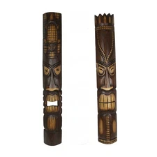 40 Inch Hand Carved Tiki Mask Wall Decor Tropical Beach Home Hanging Art