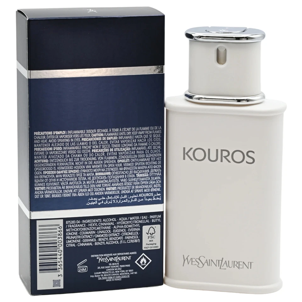 Kouros por Yves Saint Laurent 3.3 EDT Colonia HOMBRE 3.4 OZ YSL Nuevo en Caja Foto 4 de 4