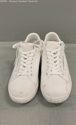Emporio Armani EA7 White Mesh Low Top Sneakers Size 8.5 COA