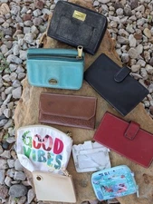 Bundle of 9 Bags..Juicy,Fossil,Clutch Wristlet Coin & Keychain Vintage Wallets 