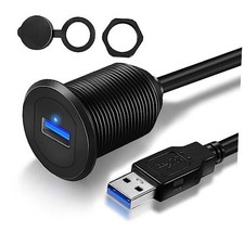 USB 3.0 Car Mount Flush Cable with LED Indicator Single Port, Single Port 3ft