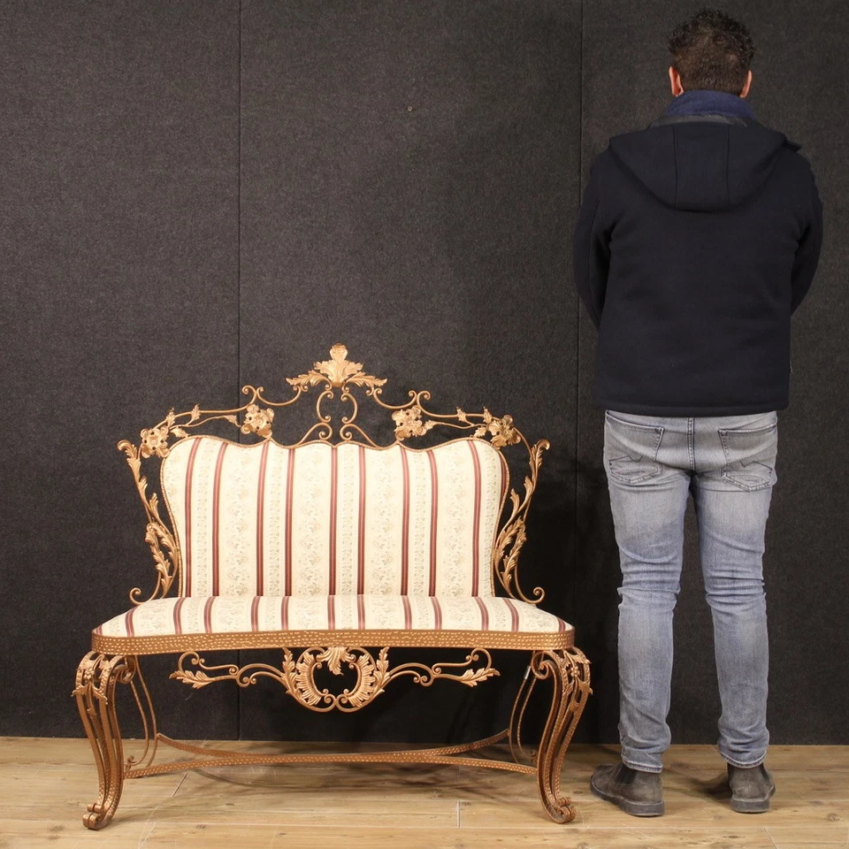 Canapé fer forgé années 60 Pier Luigi Colli meuble vintage 20ème siècle salon - Photo 2/4