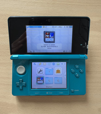 Nintendo 3DS Aqua Blue + Mario & Sonic | getestet | guter Zustand