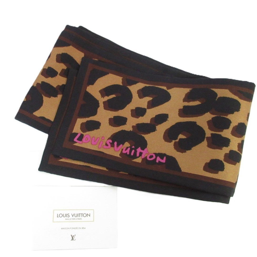 Louis Vuitton Leopard Print Silk Bandeau Scarf M72394 Brown Pre-Owned Womens Accessory