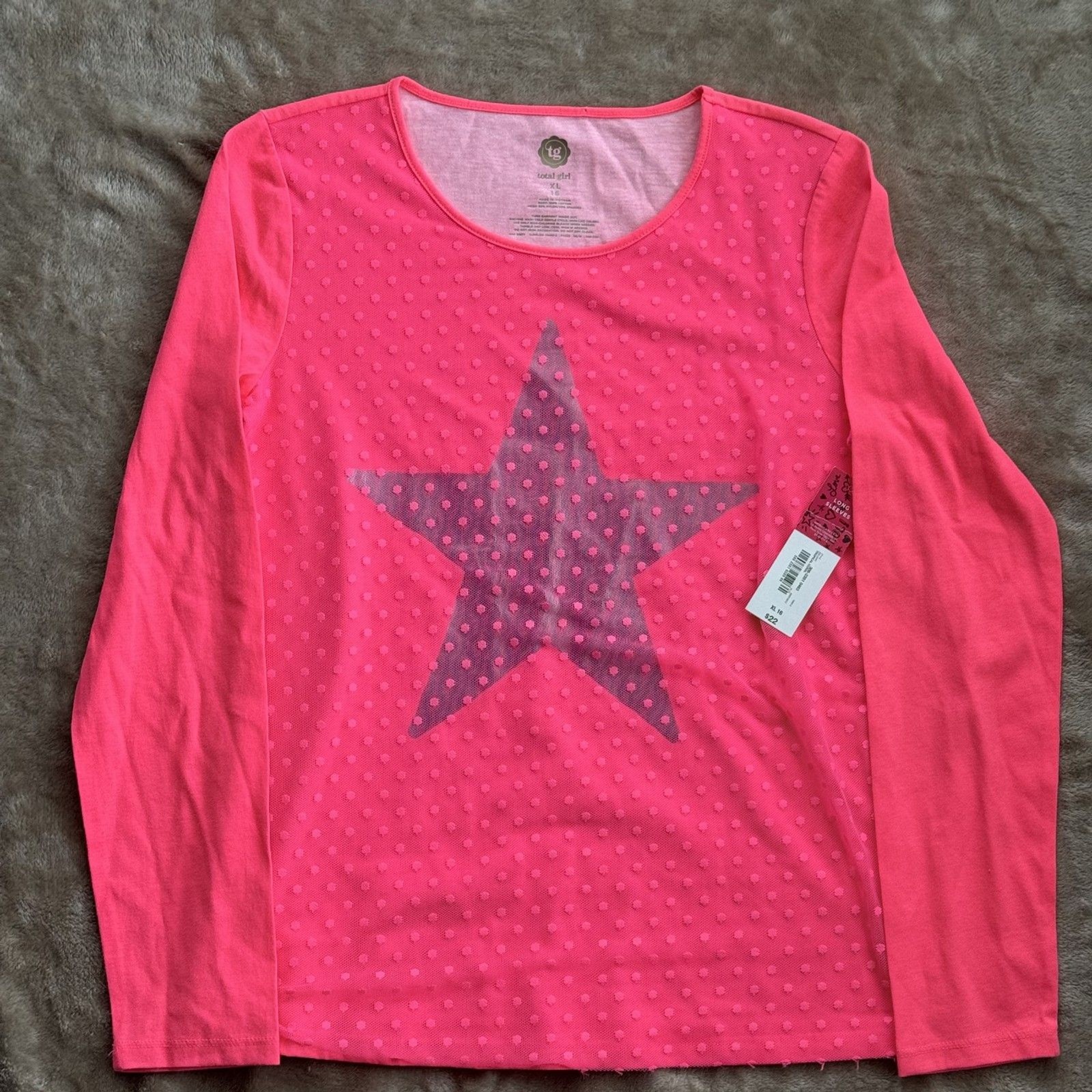 NWT Total Girl Girls Long Sleeve Size 16 Neon Pink