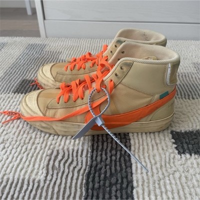 Nike Men's Mid Top Athletic Sneakers Beige/Orange Lace-Up Activewear Casual