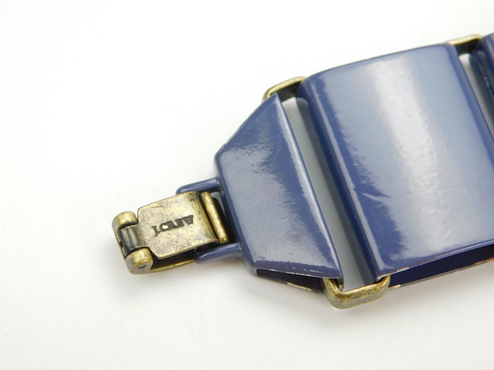 J. Crew Purple Enamel Rectangular Panel Link 7.5"… - image 5