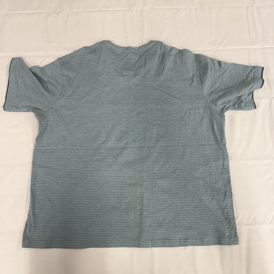 Chereskin Shirt Mens 2XL Blue Stripe Swift Dry Short Sleeve Casual Performance - Image 2 of 4