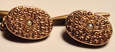C0551 - Kleine  vergoldete Manschettenkn&ouml;pfe -Perle - Jugendstil Schmuck -3,87 g