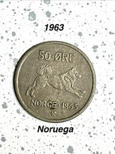 1963 50 Ore Norge Norway Copper Nickel Coin Free Shipping