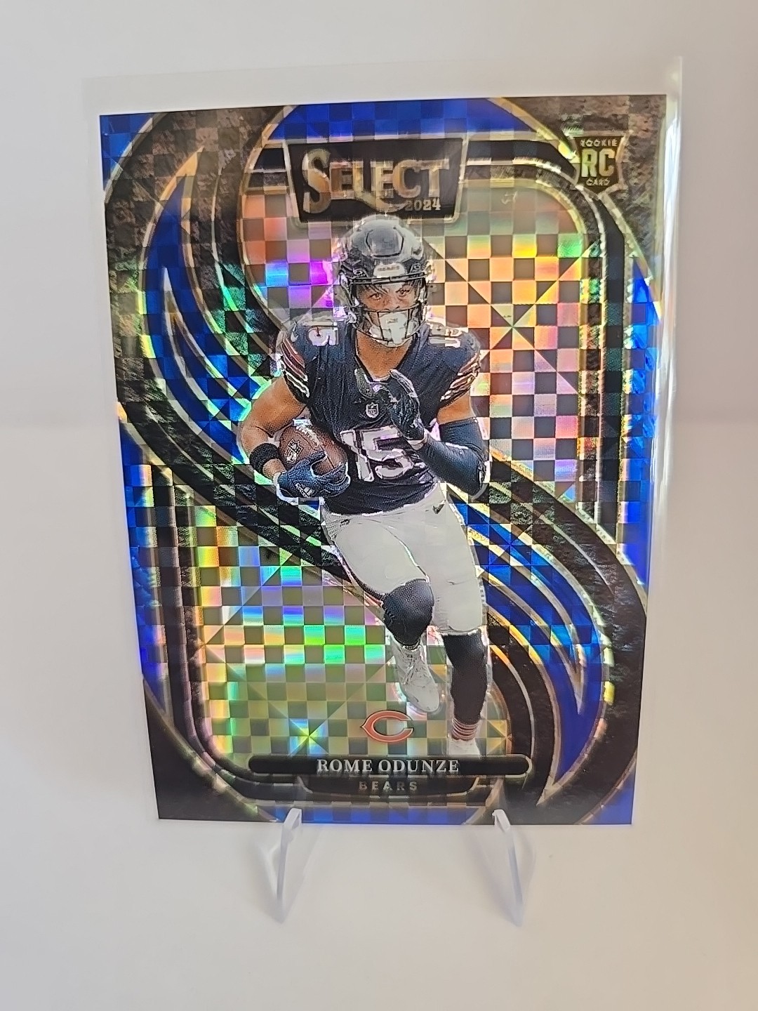 2024 Panini Select - Premier Level Rome Odunze #136 Blue Checker Prizm /175 (RC)