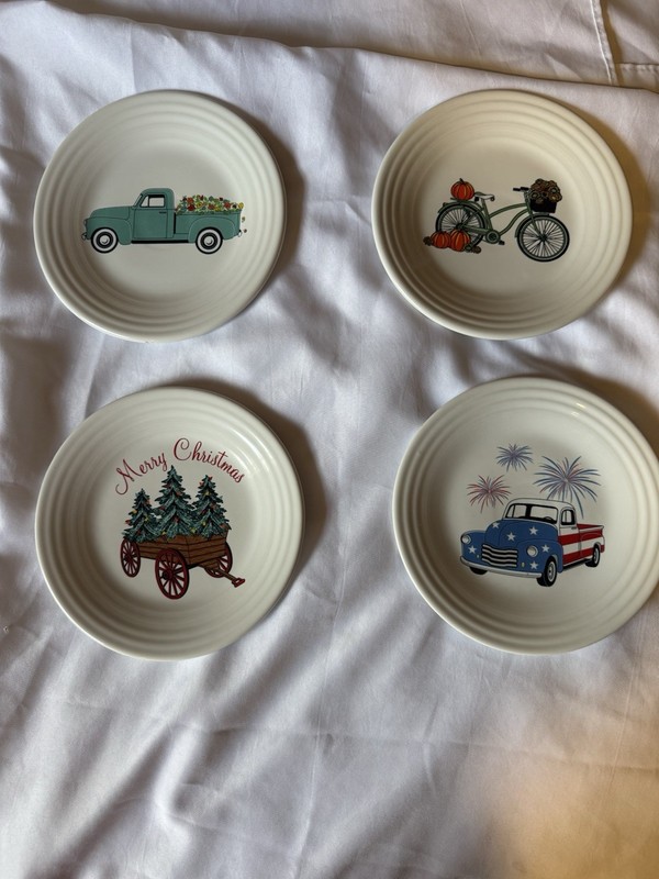 Fiesta Ware Seasonal Set Of  9 Inch Plates Fall,4th Of July Xmas  Exc