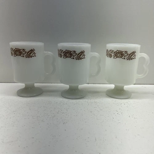 Vintage Pyrex Butterfly Gold Coffee Mug Bundle  1970’s - Lot Of 3