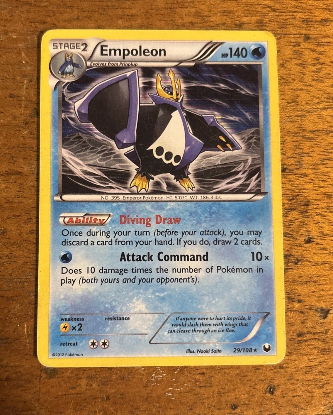 POKEMON EMPOLEON 29/108  RARE HOLOFOIL DARK EXPLORERS HP CARD