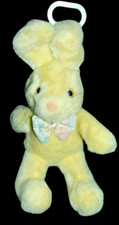 1991 Dakin Yellow bunny Musical Crib Pull Toy plush