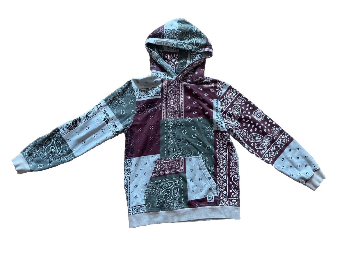 Men's Urban Outfitters BDG Hoodie Green Bandana Paisley Pattern Size Medium