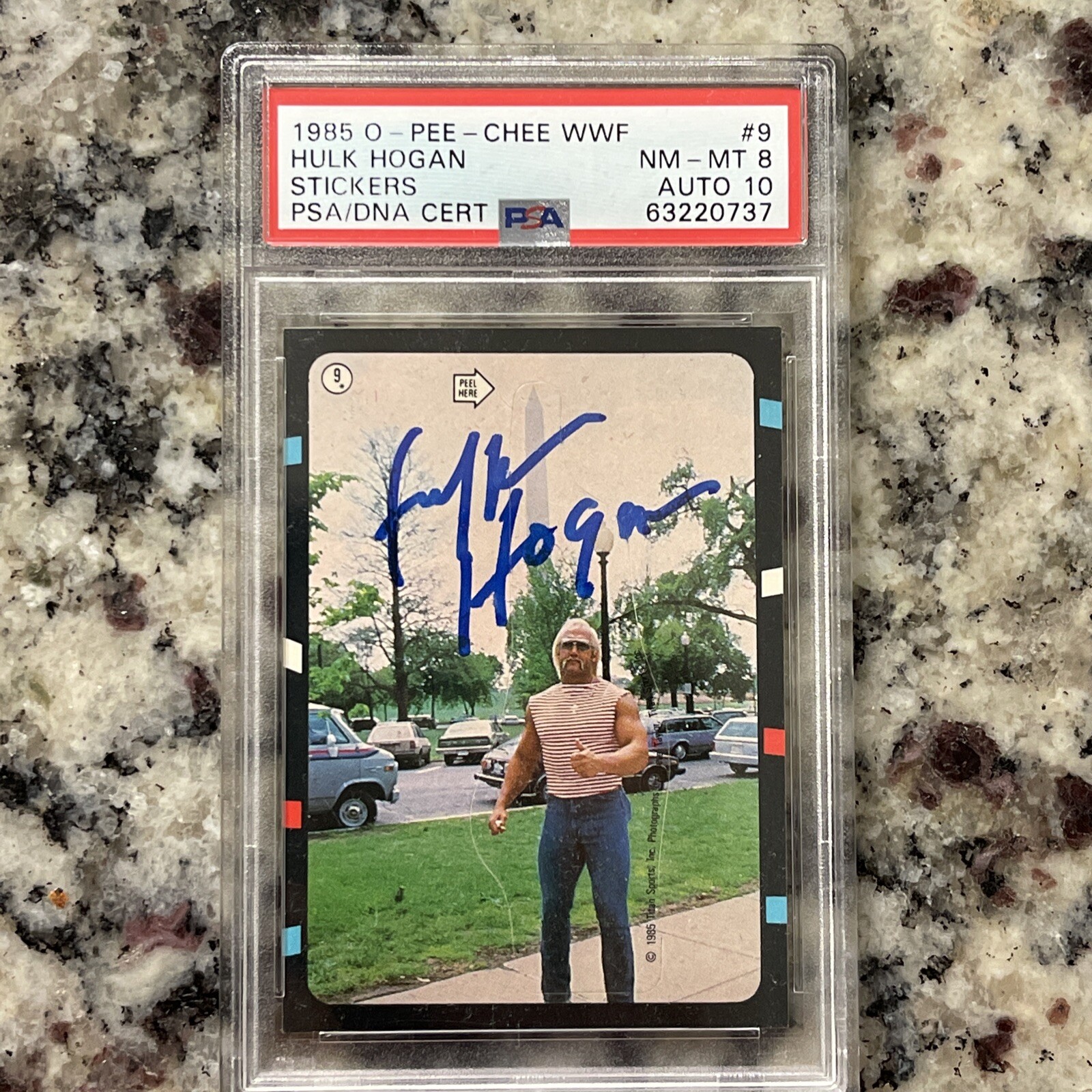1985 Topps O-PEE-CHEE WWF HULK HOGAN STICKERS #9 PSA 8 AUTO 10 POP 1 RC Highest