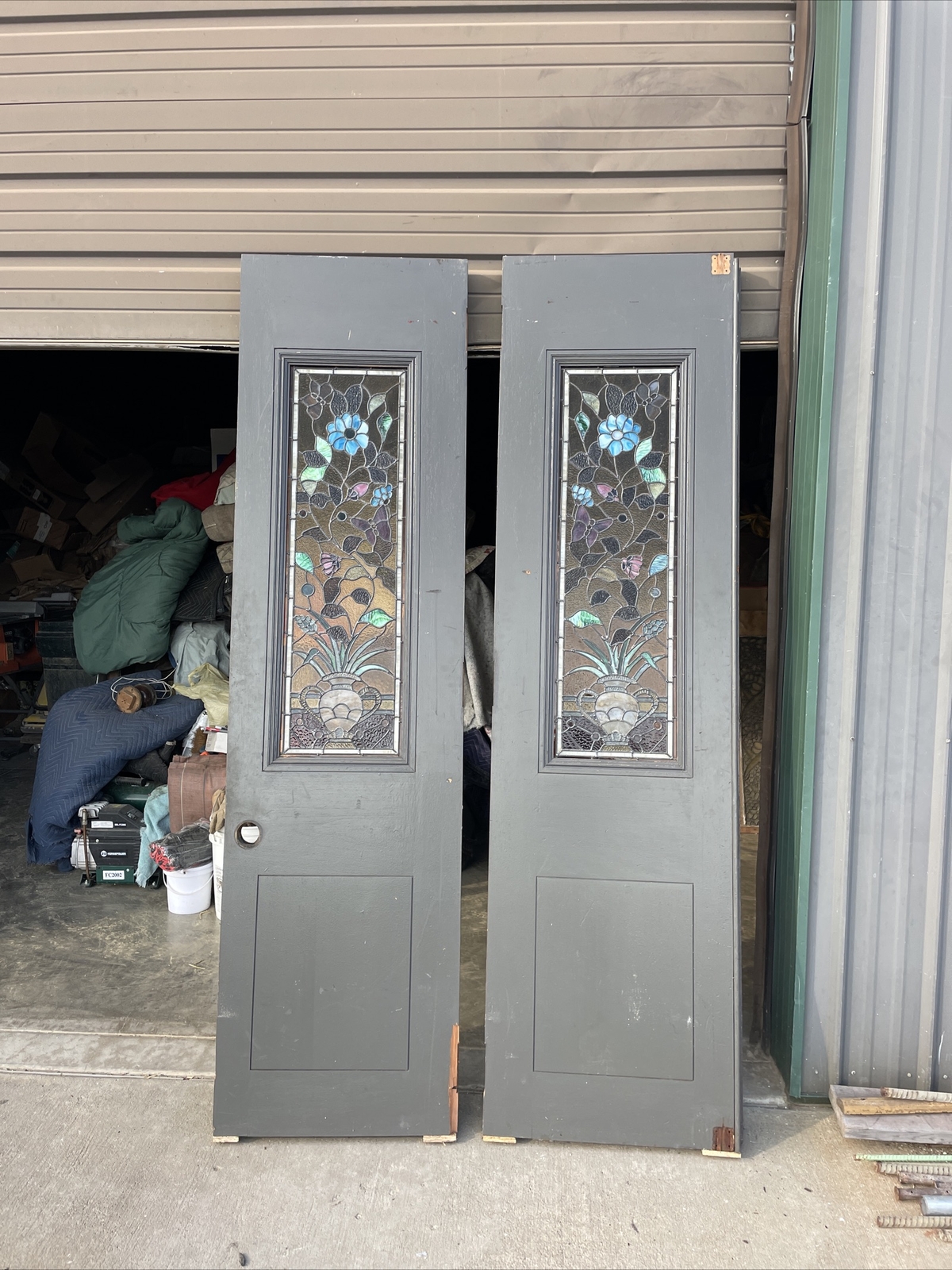AN 731 Pair Antique Stained Glass double doors 42.5 x 86 x 1.75 eBay