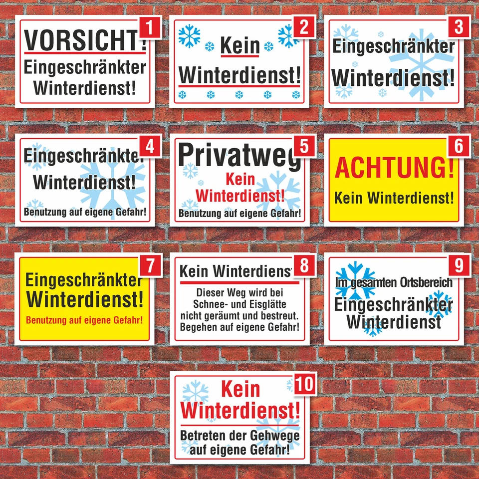WERBEDEAL24 Schild Eingeschränkter Winterdienst Hinweis Privatweg Schnee 3 mm Alu-Verbund