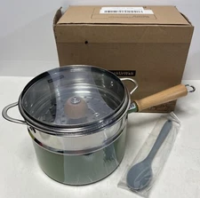 RockUrWok 2.5 Quart Sauce Pan With Steamer Green NEW
