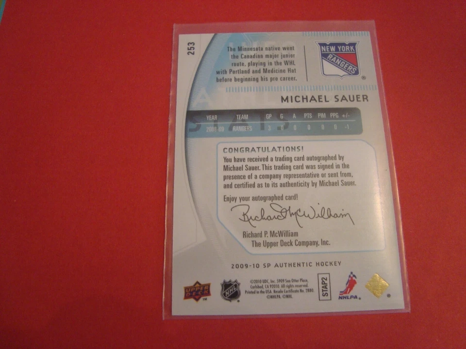 2009 10 SP AUTHENTIC HOCKEY AUTOGRAPH  ROOKIE CARD 254 KRIS CHUCKO CALGARY - Image 4 of 4