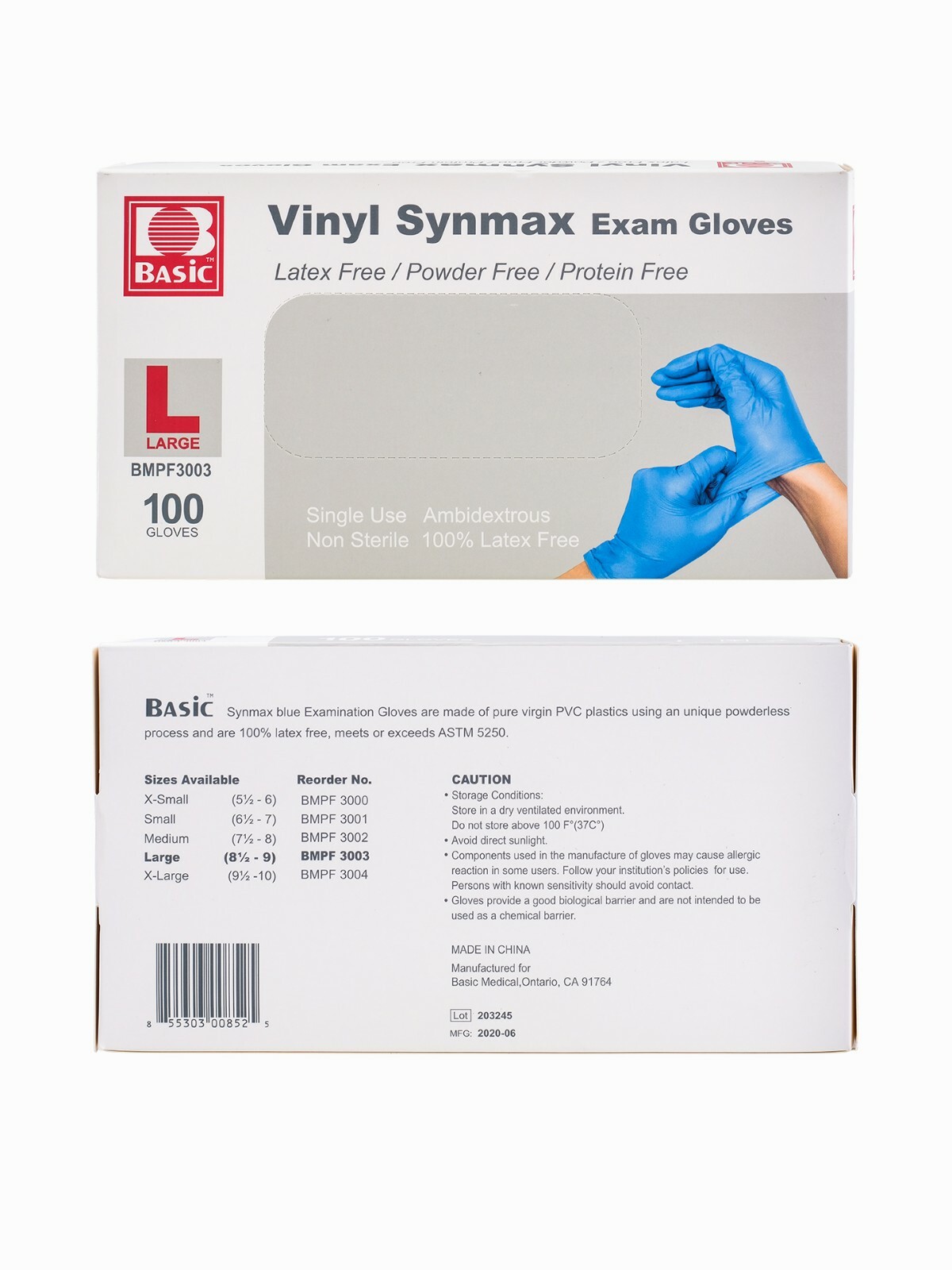 Basic Vinyl Synmax Exam Gloves LARGE Latex & Powder Free 100pcs/box eBay
