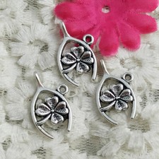 Free Ship 68 Pcs Antique Silver Four - Leaf Clover Charms Pendant 23X14MM H-338