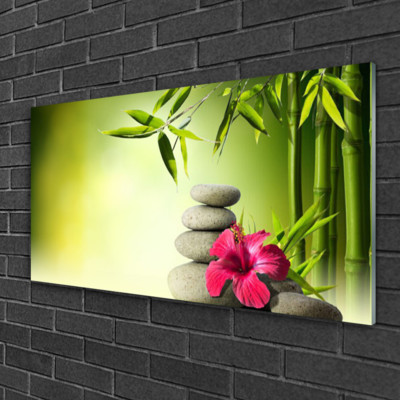 Tableau Impression Sur Verre Tulup 100x50 Cm - Motif Bambou, Couleur Jaune, Style Moderne, Neuf