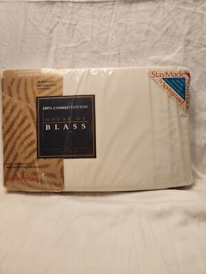 Vintage House Of Blass By Springmaid Cal King Fitted Sheet Made In USA Cream
