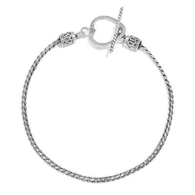 Handwerklich handgefertigtes Sterlingsilber Herz Knebel ausgefallenes Armband (7,25 Zoll) 4,80 Gramm