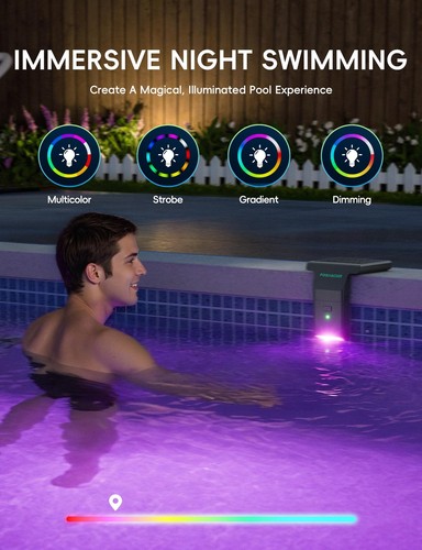 Solar Pool Lights Only for Inground Pool, 10-Color 4-Mode Light Sensing LED, Und - Picture 6 of 9