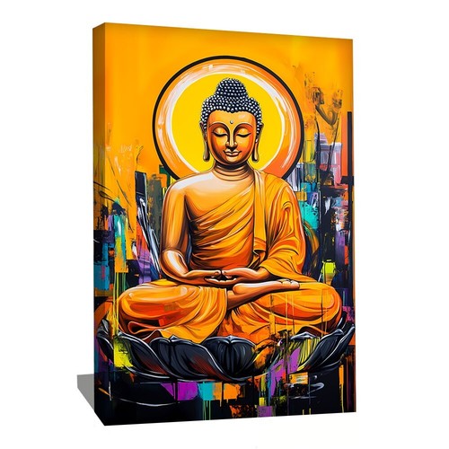 Colorful Abstract Print Decor Orange Wall Art Canvas Meditation Zen Decoration - Picture 7 of 7