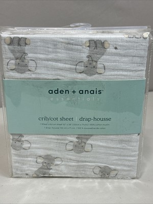Aden + Anais Baby Infant Fitted Crib Sheet Elephant Cotton Muslin 52 x 28