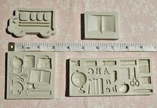 Moldes de silicona para regreso a la escuela bolsa escolar libro tijera dibujo paleta regla de lápiz