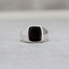 925 Sterling Silver Black Onyx Men Signet Ring Silver Design Perfect Anniversary