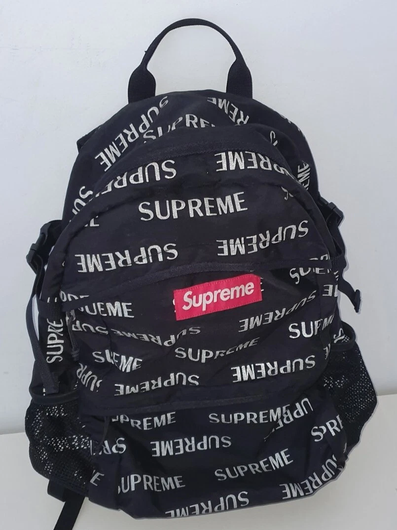 FW16 Supreme 3M Reflektierend Repeat Rucksack Schwarz Tasche Cordura Rot Kiste