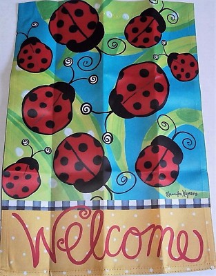  Small Garden  Flag 12.5'' x 18''  LADYBUG WELCOME Flip-It Flag